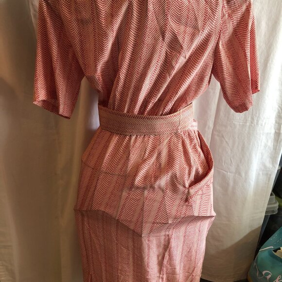VINTAGE Alcott & Andrews 8 Red 1/2 Sleeve Dress with Belt READ MEASUREMENTS - Picture 5 of 12